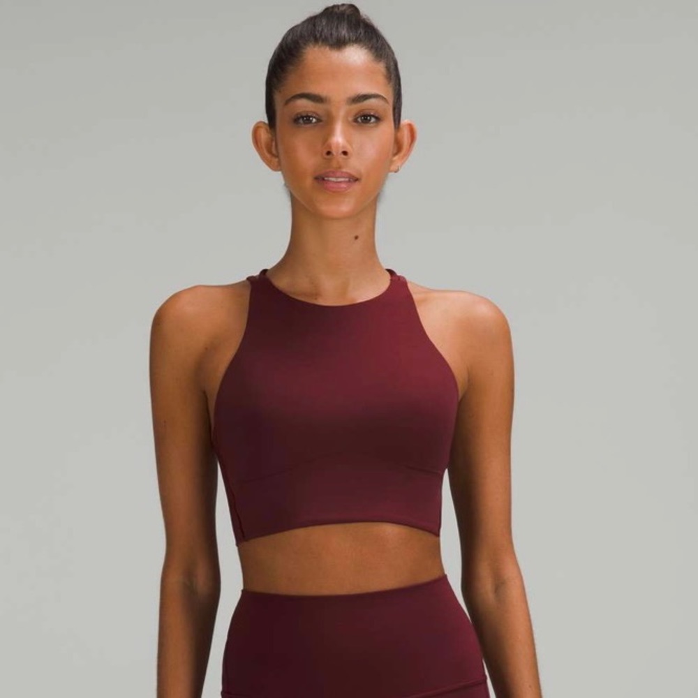 Lululemon Like a Cloud High Neck Longline Bra 6 Red Merlot